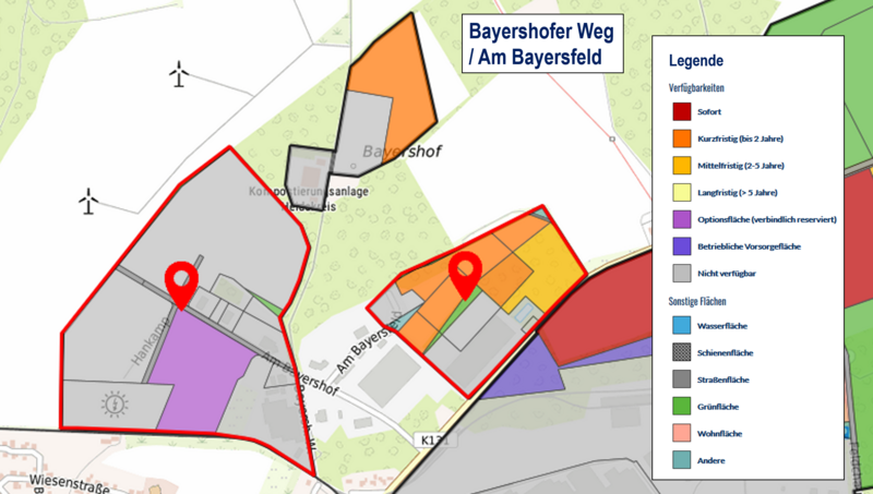 Kartenausschnitt aus Gefis mit den freien Flächen Bayershofer Weg / Am Bayersfeld in Bomlitz